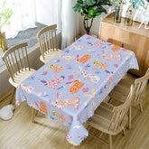 Lofaris Ester Colorful Bunny Blue Pattern Rectangle Tablecloth